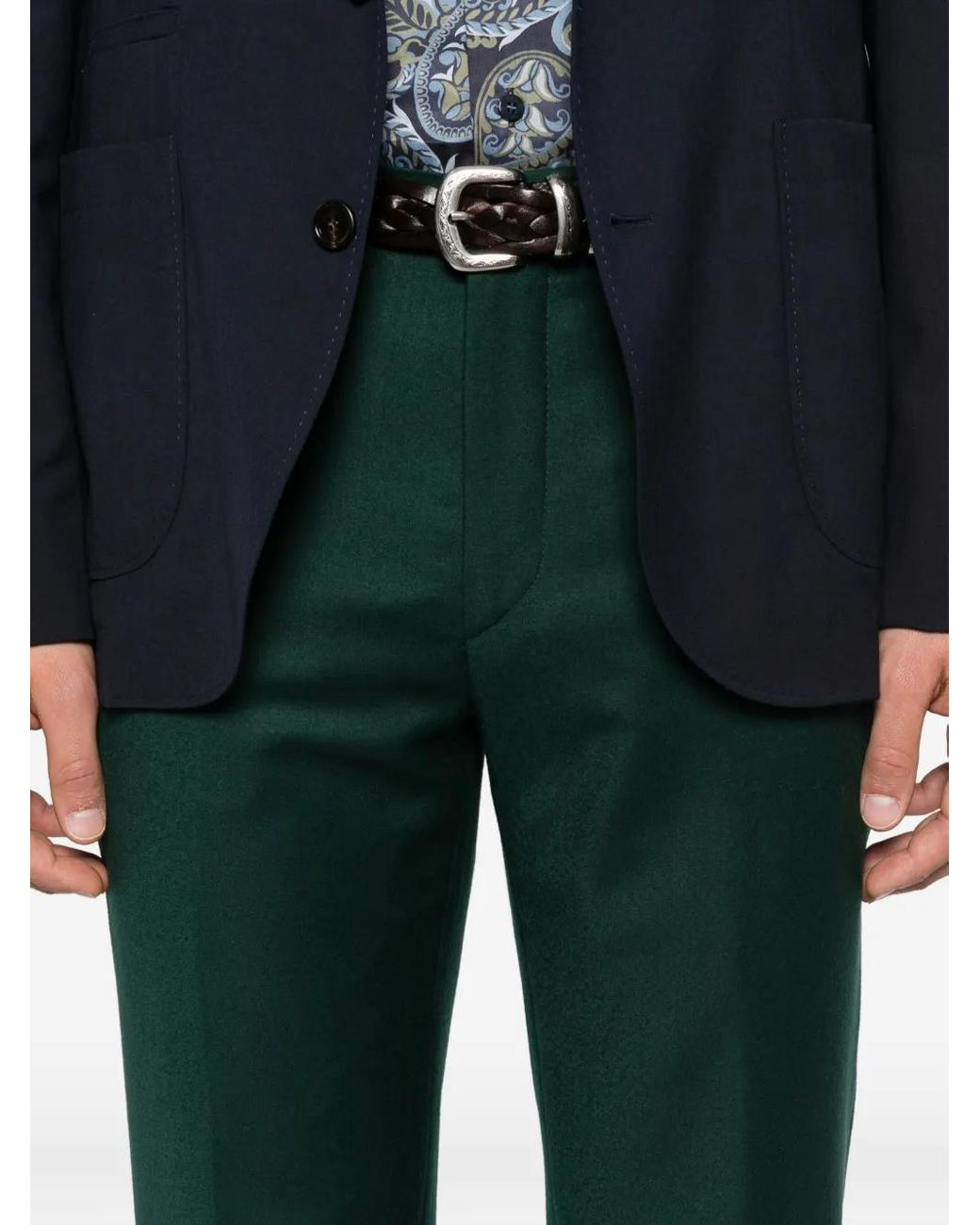 Etro Green Trousers Roma for men