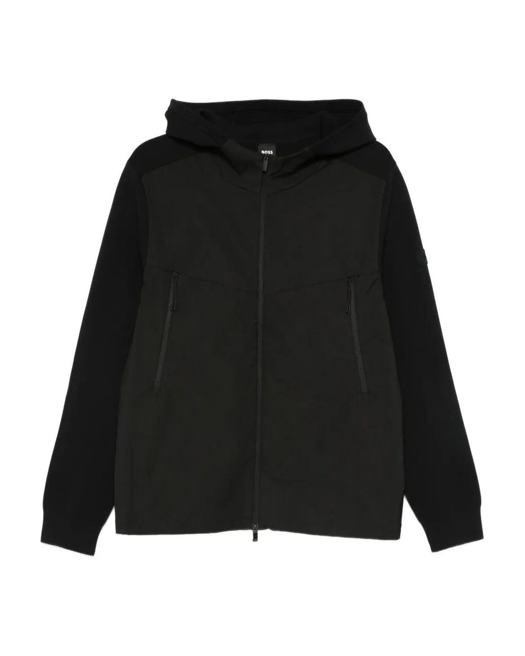 Boss Black Hooded Zip-Up Jacket for men