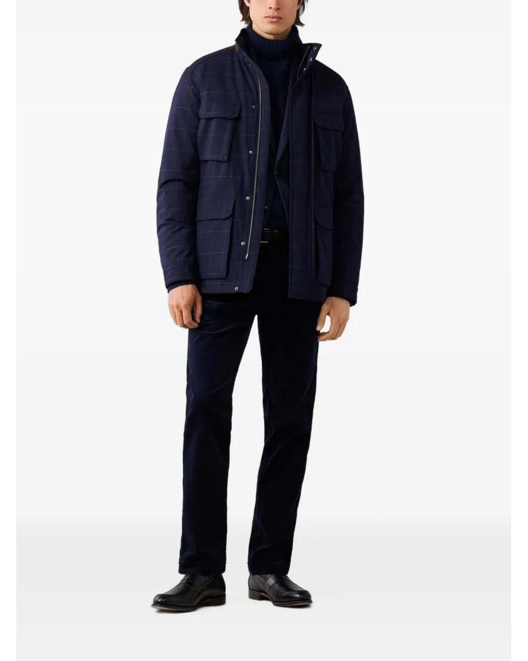 Hackett Blue Velo-Speed Windowpane-Check Jacket for men