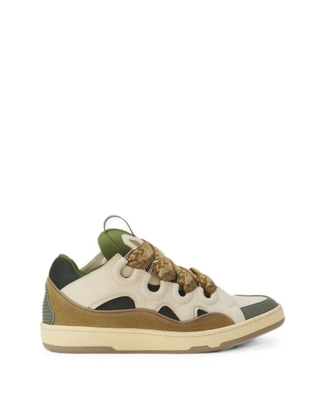 Lanvin Natural Low-Top Sneakers With Dynamic Panel Design And Textured Finish for men