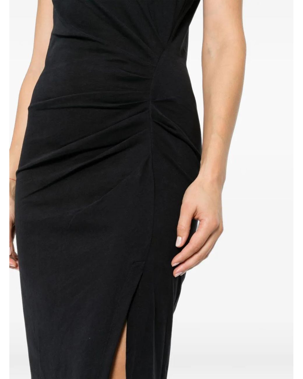 Isabel Marant Black Ruched Side-Slit Maxi Dress