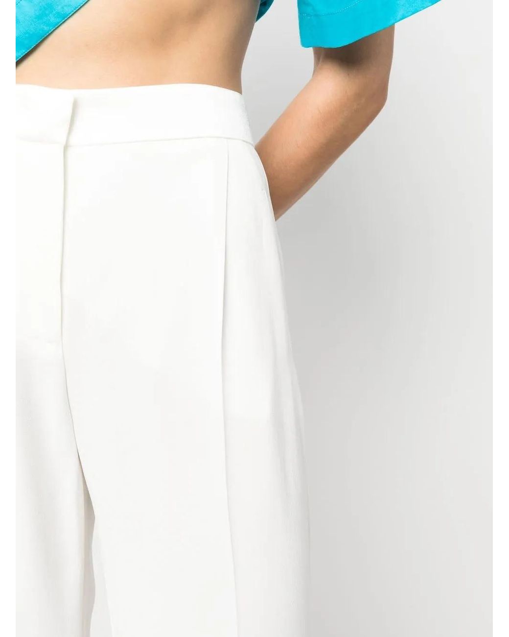 Alberta Ferretti White Straight-Leg Tailored Trousers