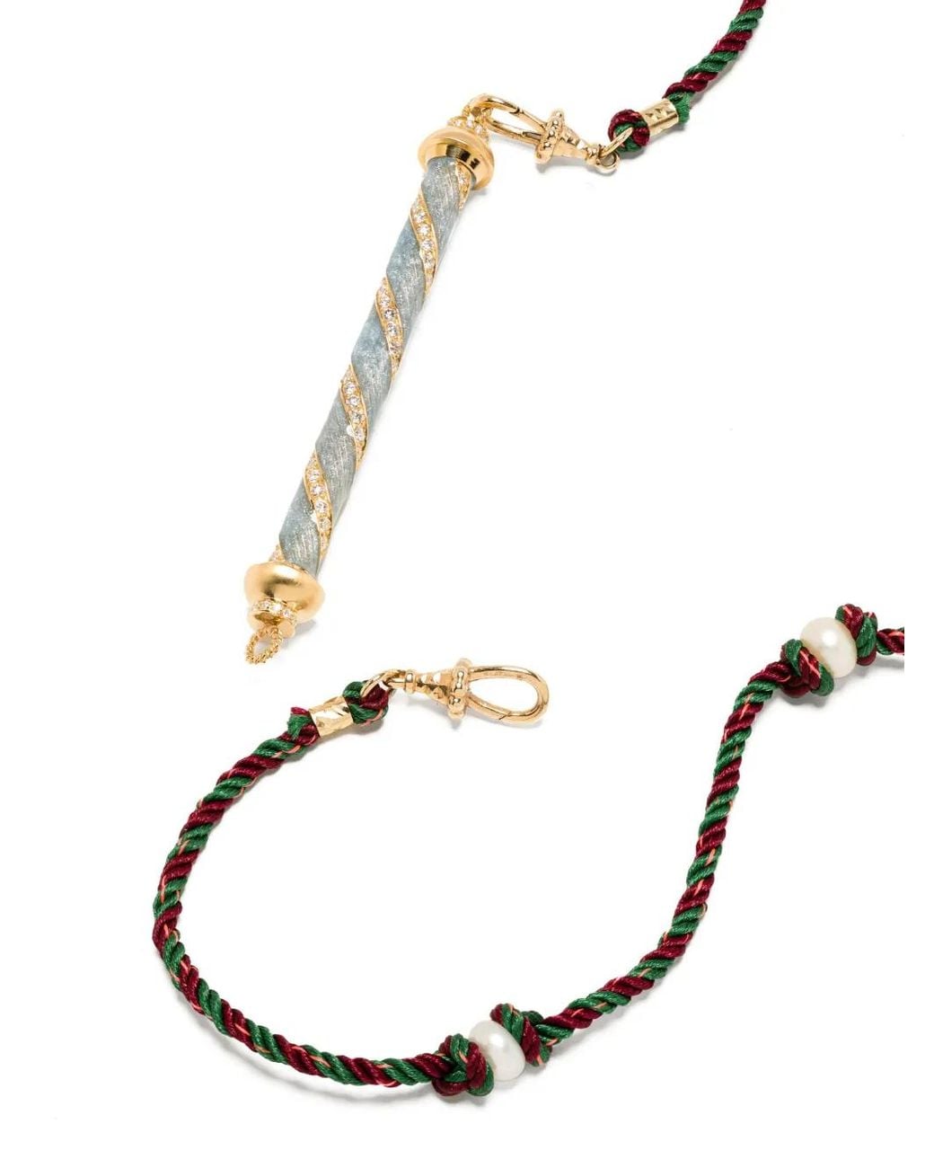 Marie Lichtenberg Metallic 18Kt Candy Cane Diamond Necklace