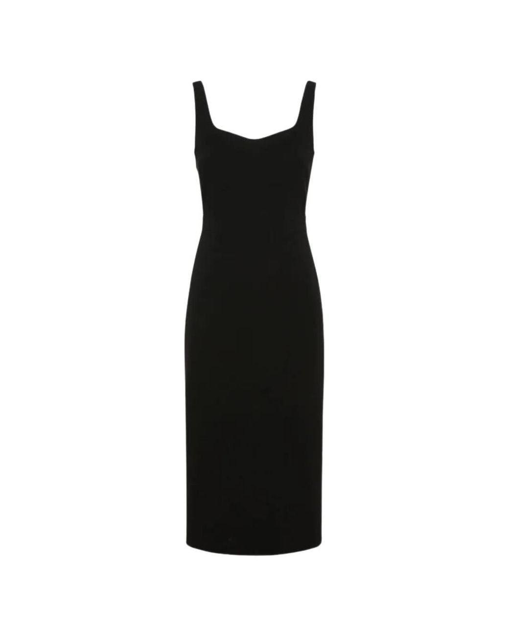 Max Mara Black Sweetheart-Neck Midi Dress
