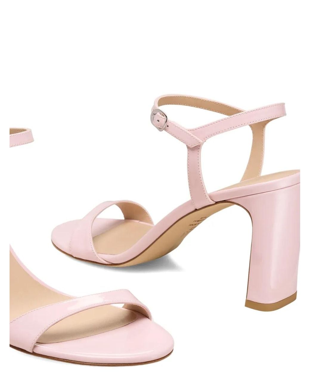 Stuart Weitzman Pink Ankle-Strap Block-Heel Sandals