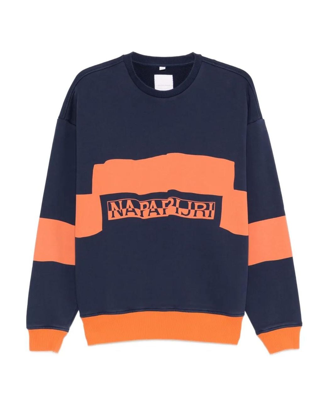 Napapijri Blue Logo Striped Sweatshirt for men