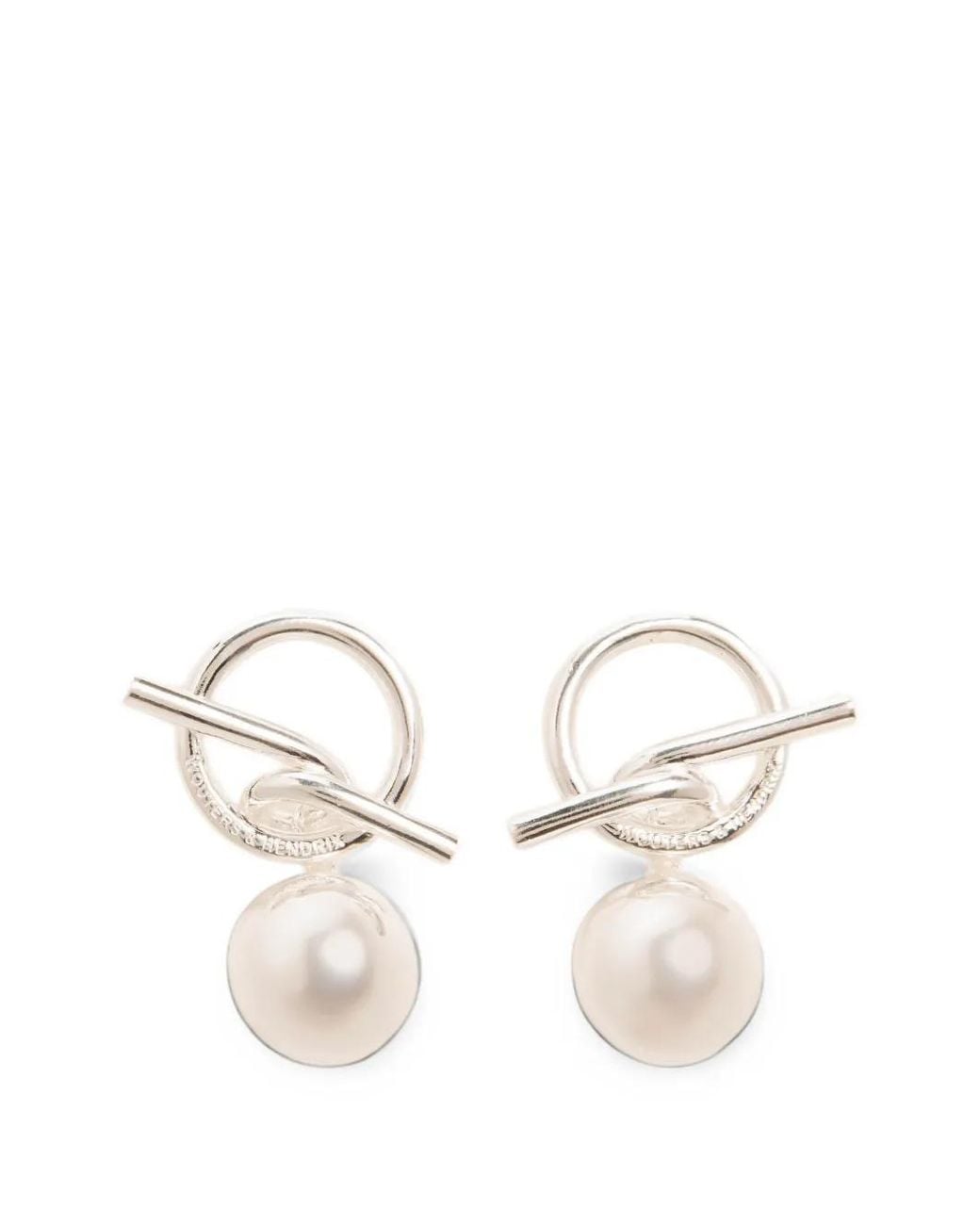 Wouters & Hendrix White Spheres T-Bar Earrings