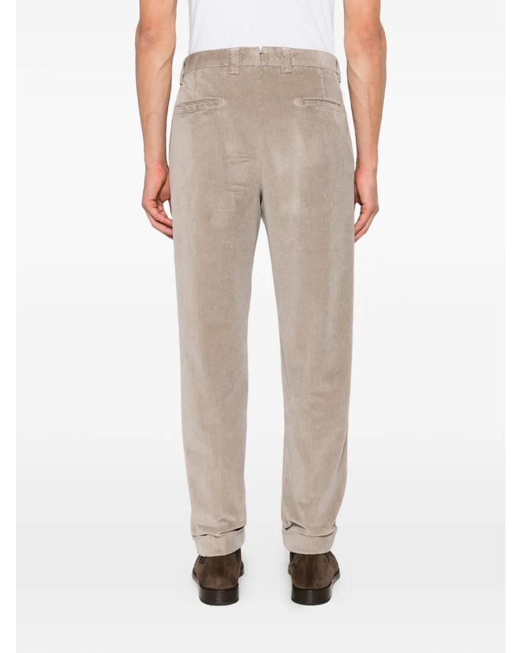 Berwich Gray Pleated Corduroy Trousers for men