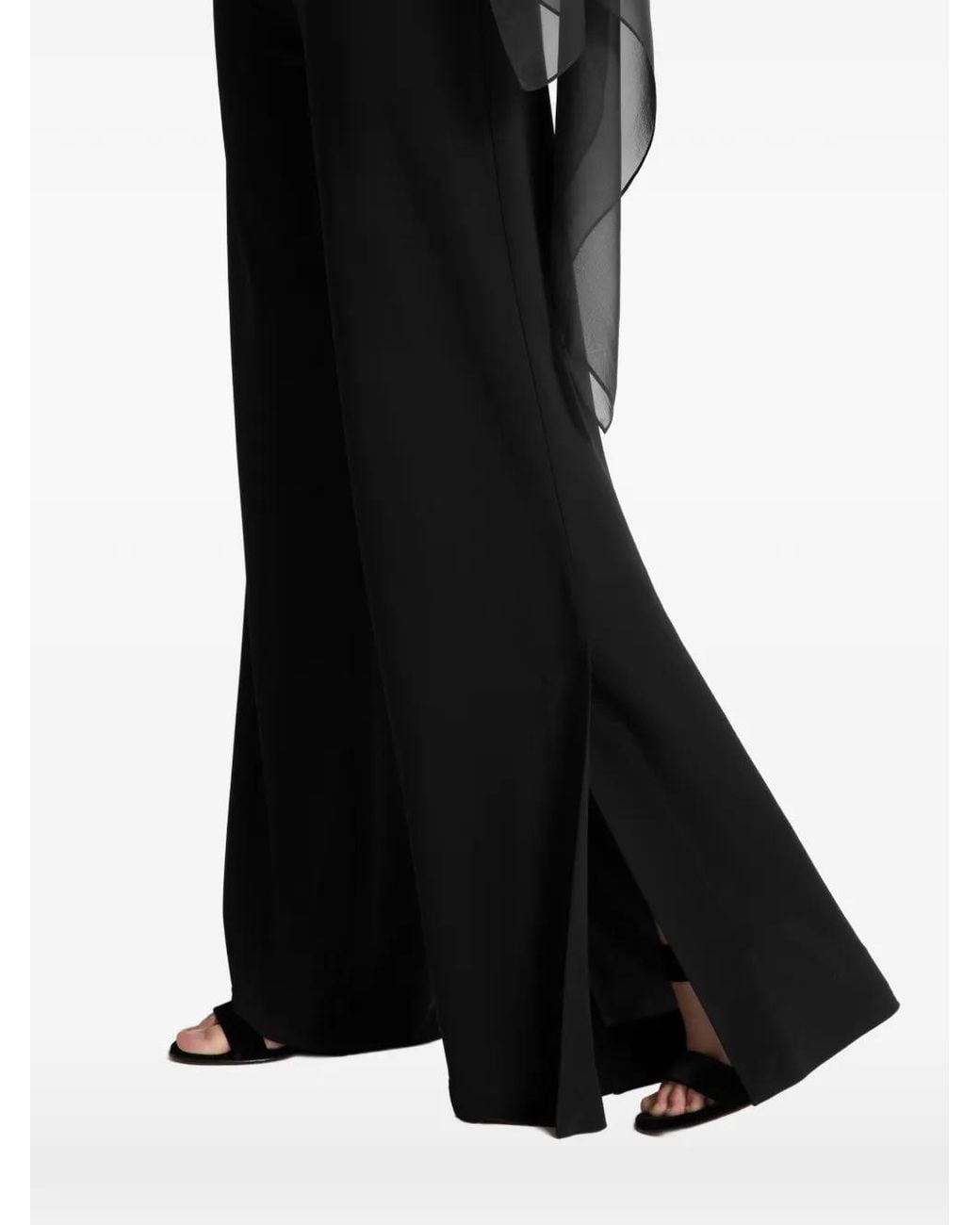 Alberta Ferretti Black Slit-Detail Trousers