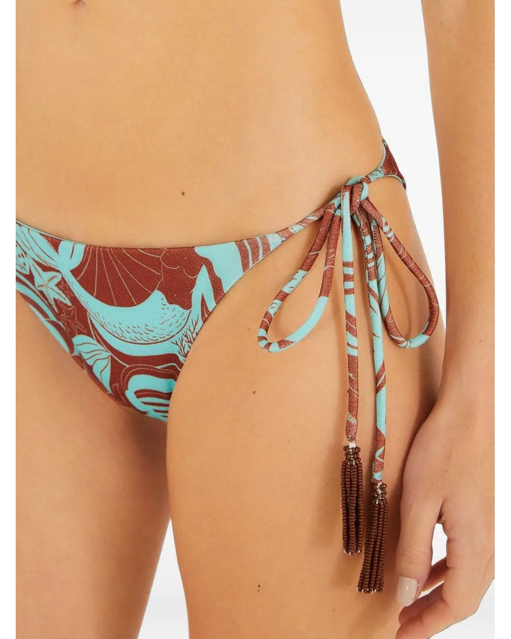 Farm Rio Green Graphic-Print Tie-Side Bikini Bottoms