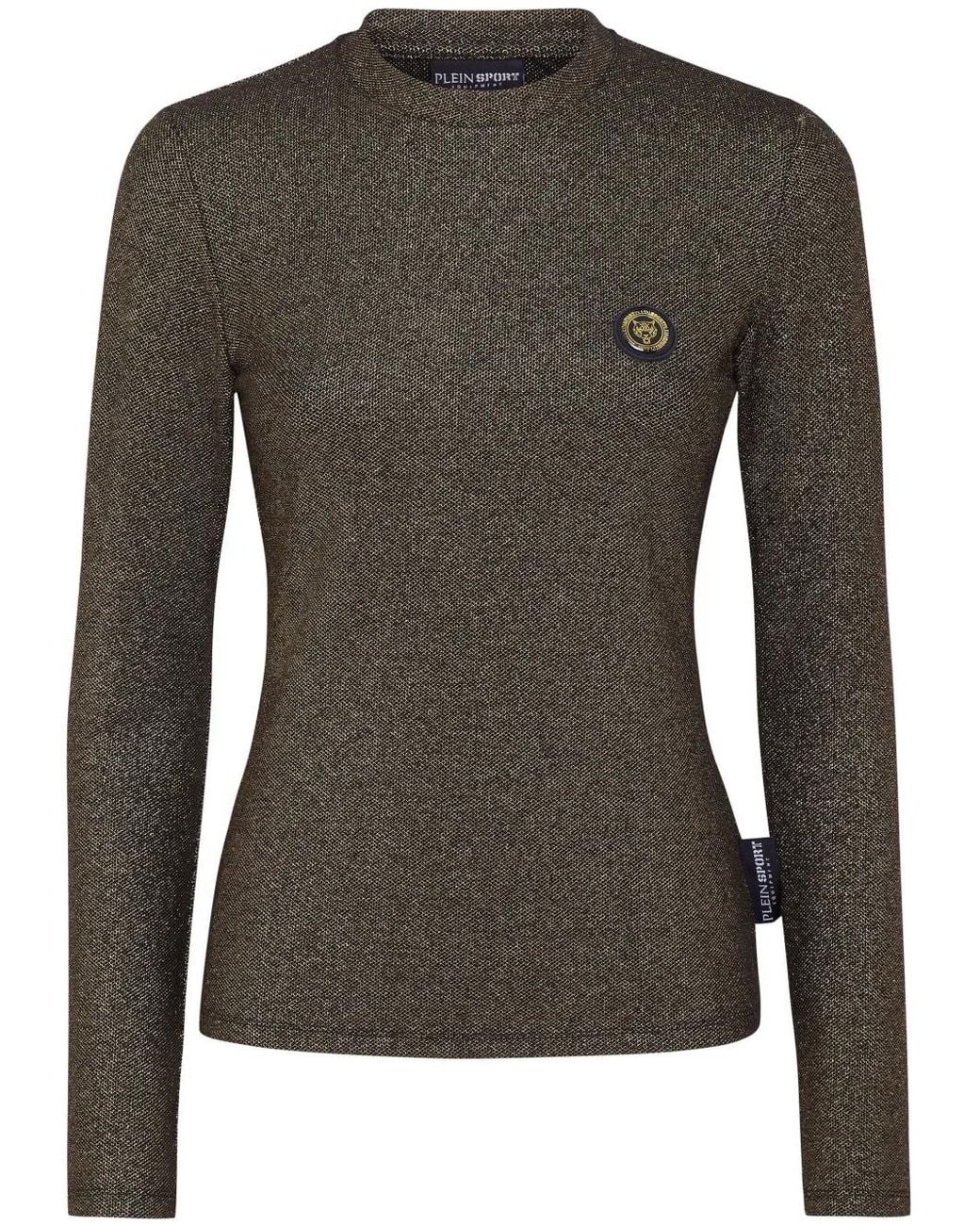 Philipp Plein Gray Glitter-Embellished Logo-Patch T-Shirt