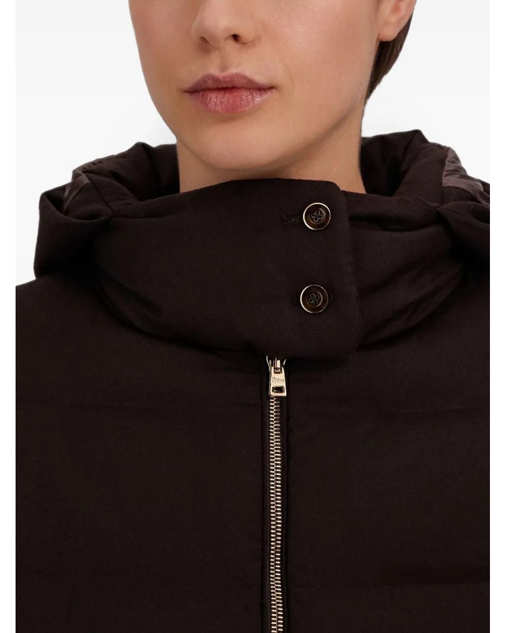 Herno Black Quilted Hooded Jacket
