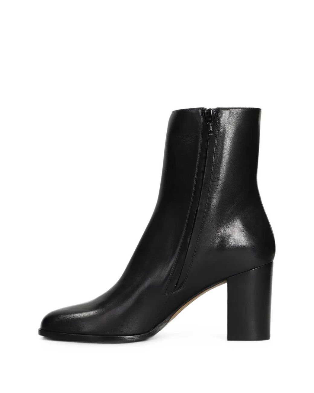 Mara Bini Black Block-Heel Leather Ankle Boots