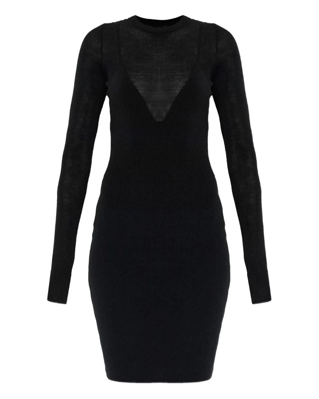 Versace Black Dress With Wool Trim