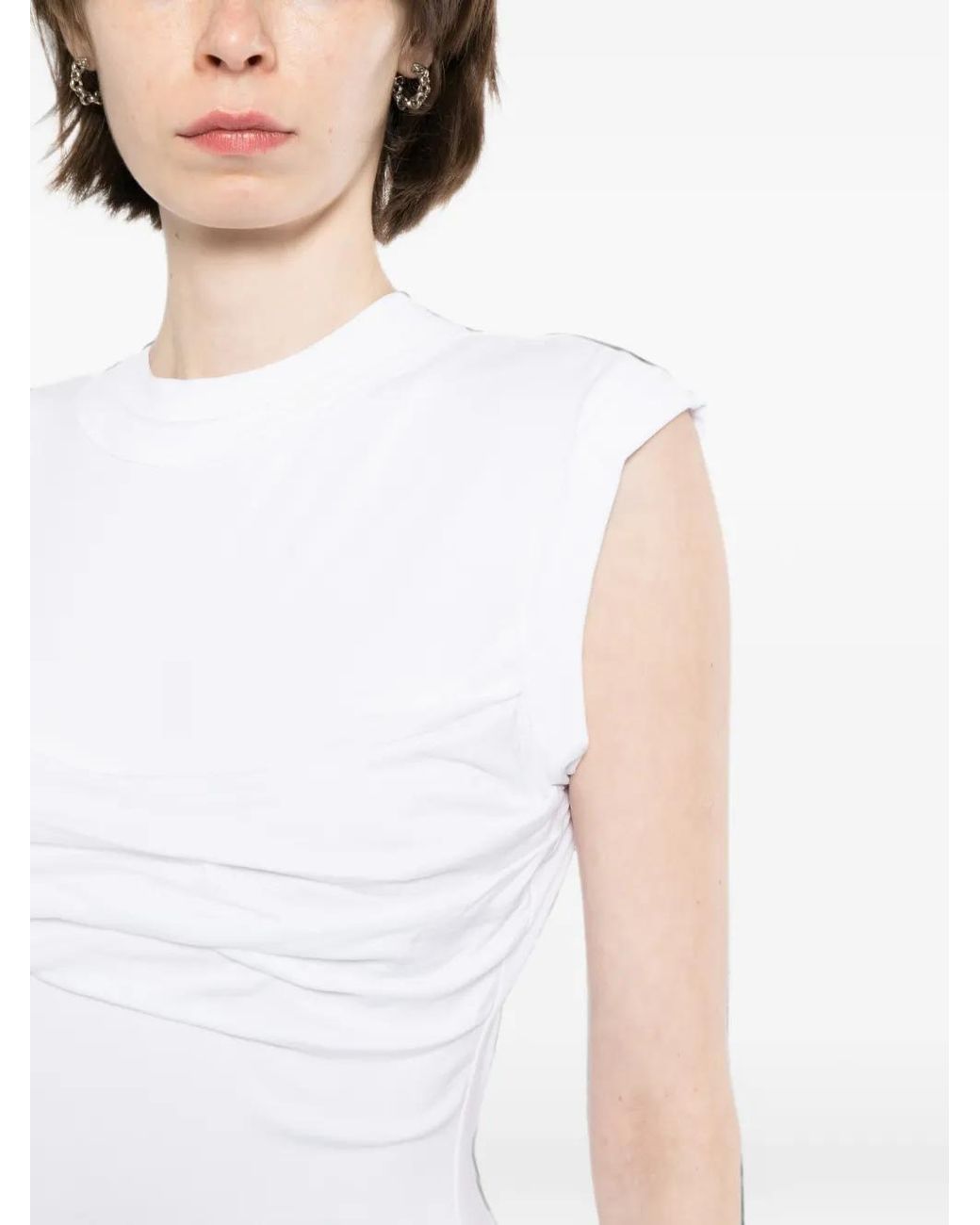 Alexander Wang White Twisted Bust Layered Tank