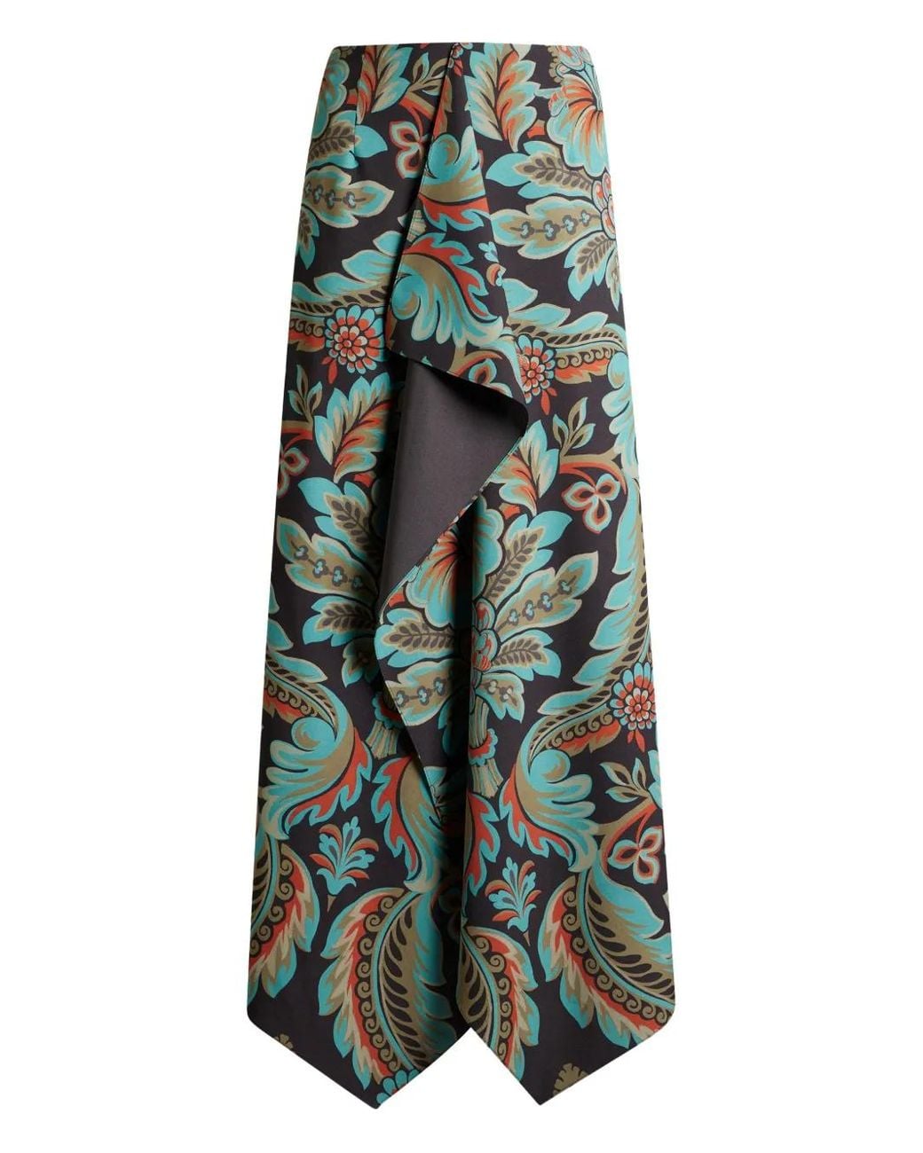 Etro Green Printed Midi Skirt