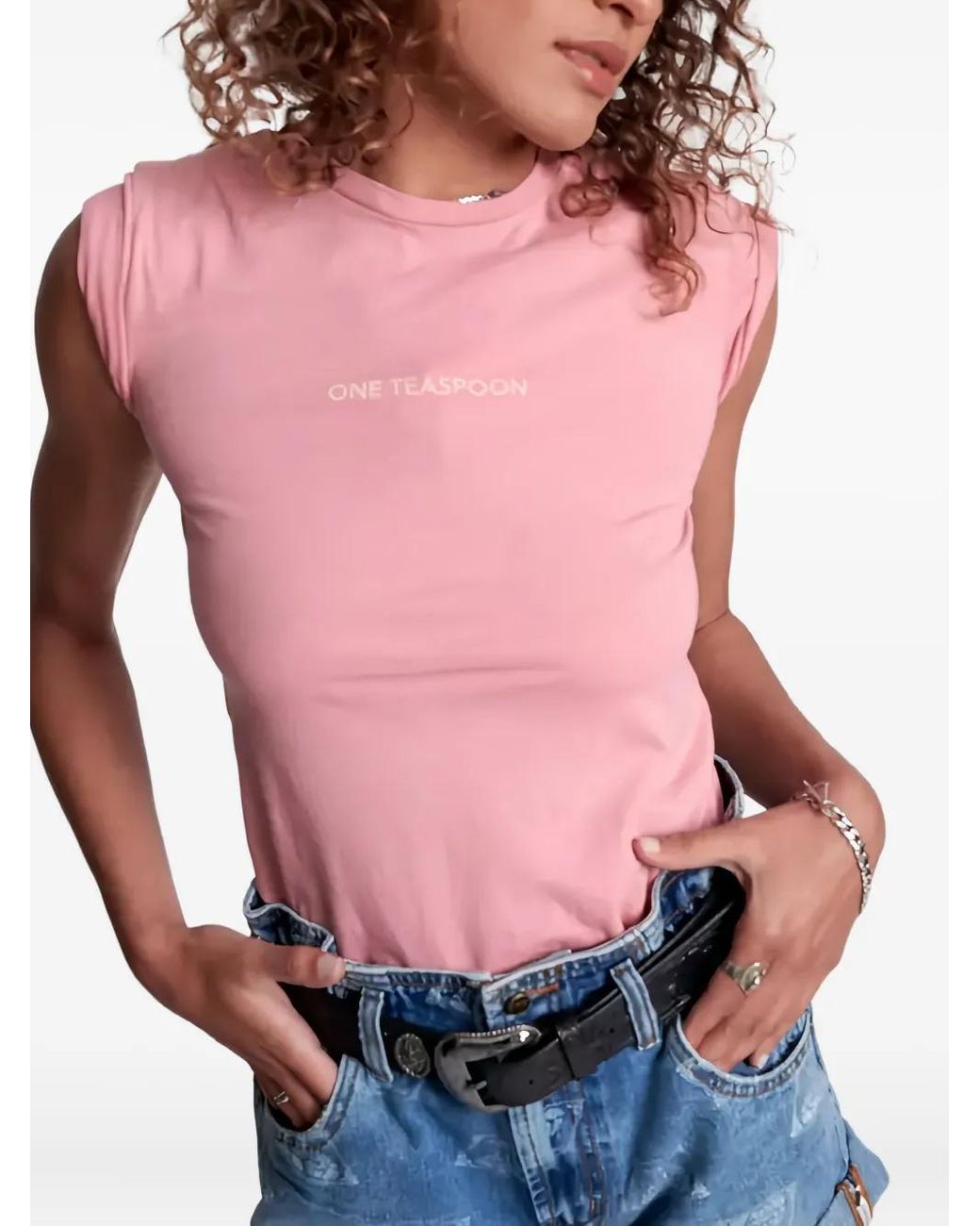 One Teaspoon Pink Logo T-Shirt