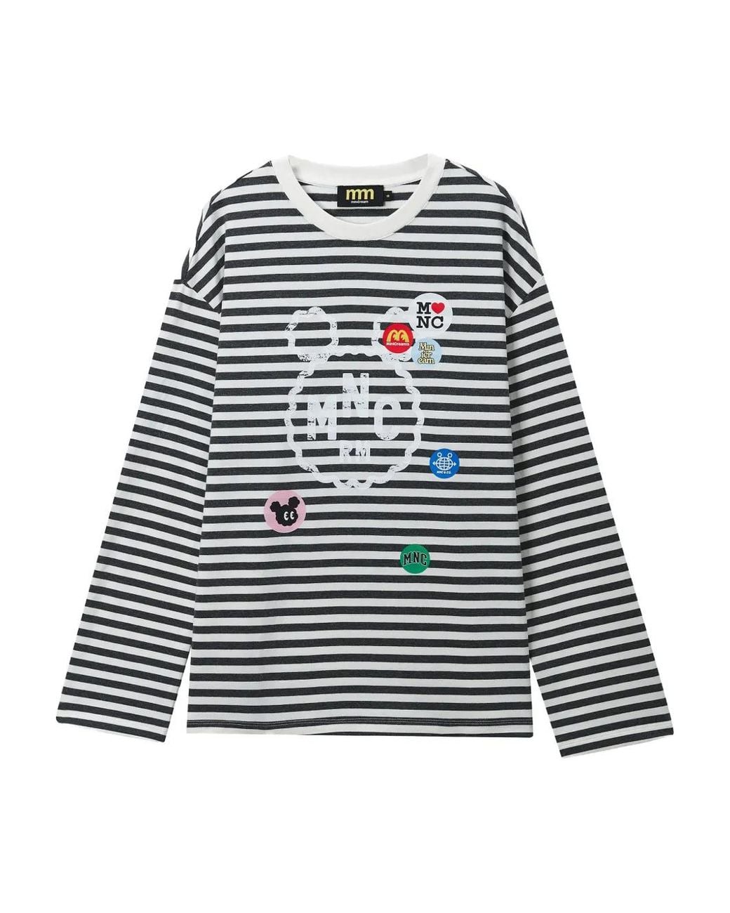 Mini Cream White Striped Appliqué T-Shirt