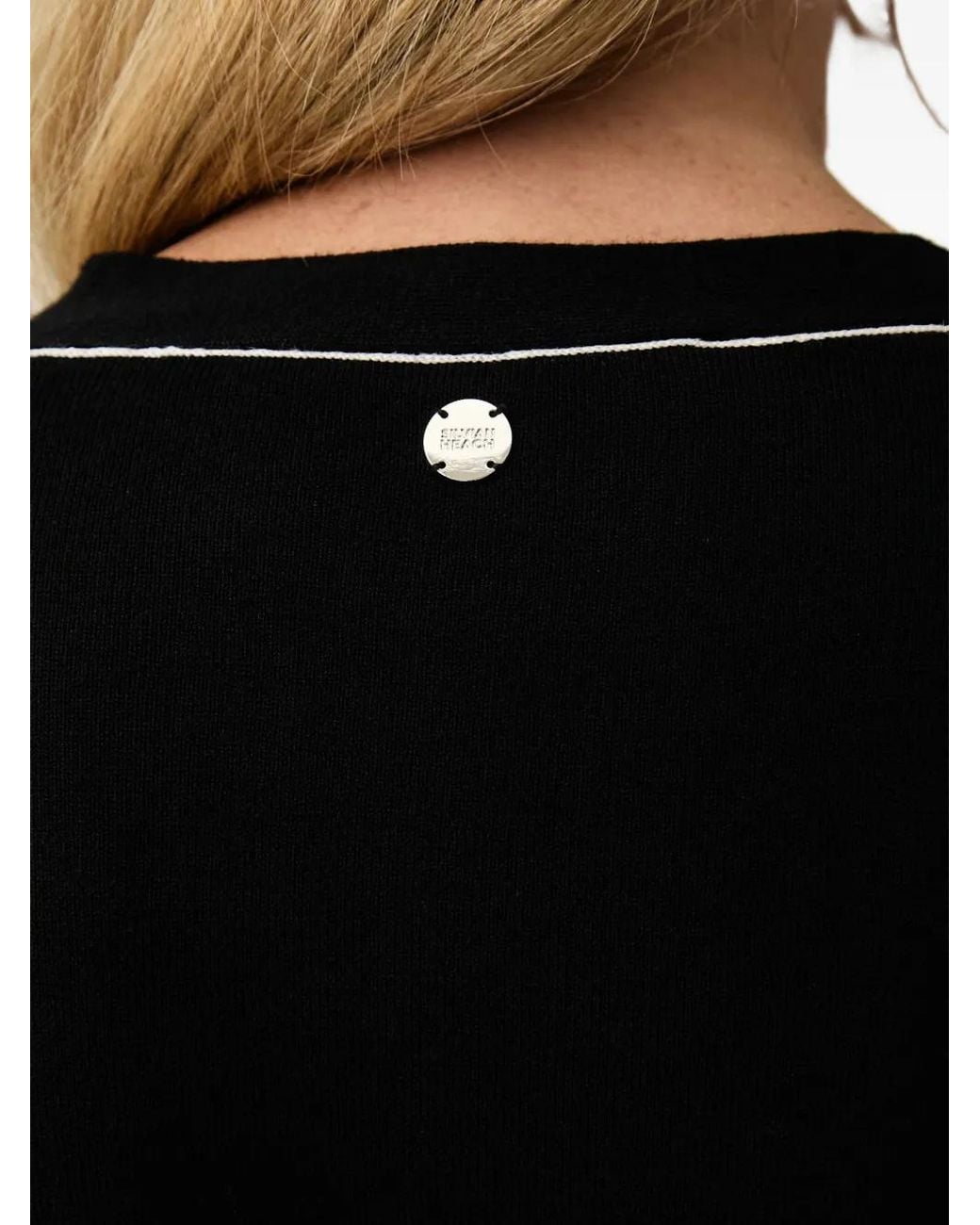 Silvian Heach Black Piped-Trim Button-Up Cardigan