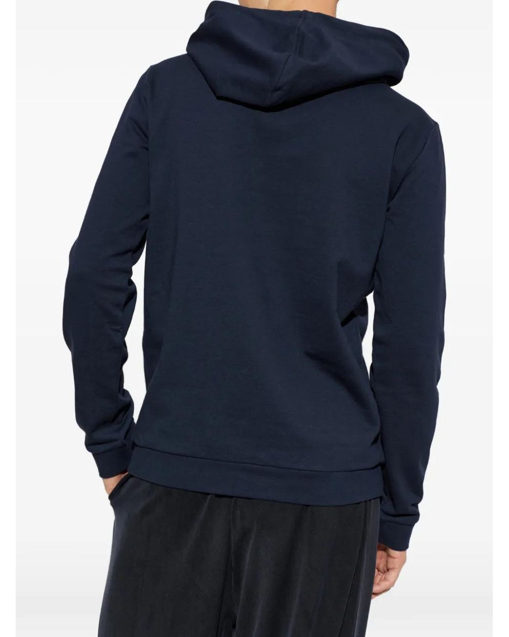 EA7 Blue Logo-Print Drawstring Hoodie for men
