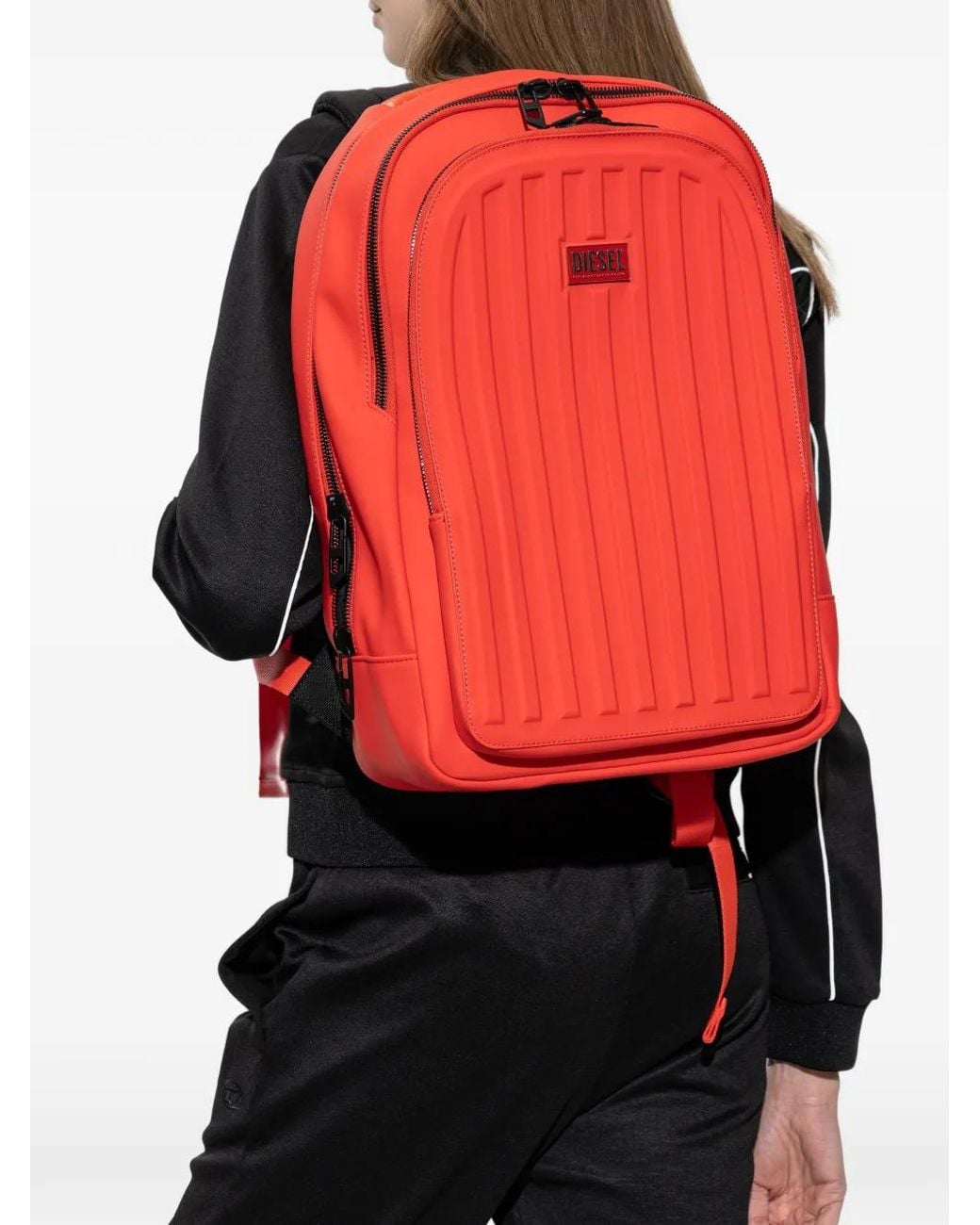 DIESEL Red Sac À Dos Nervuré À Plaque Logo