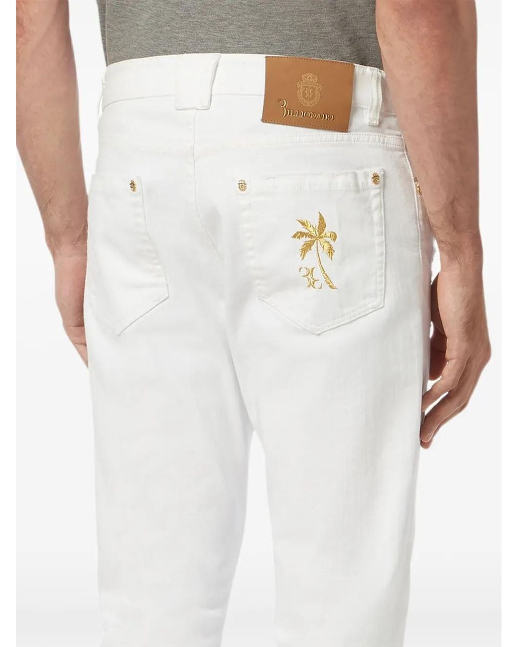 Billionaire White Jean À Détails Brodés Et Effet Usé for men