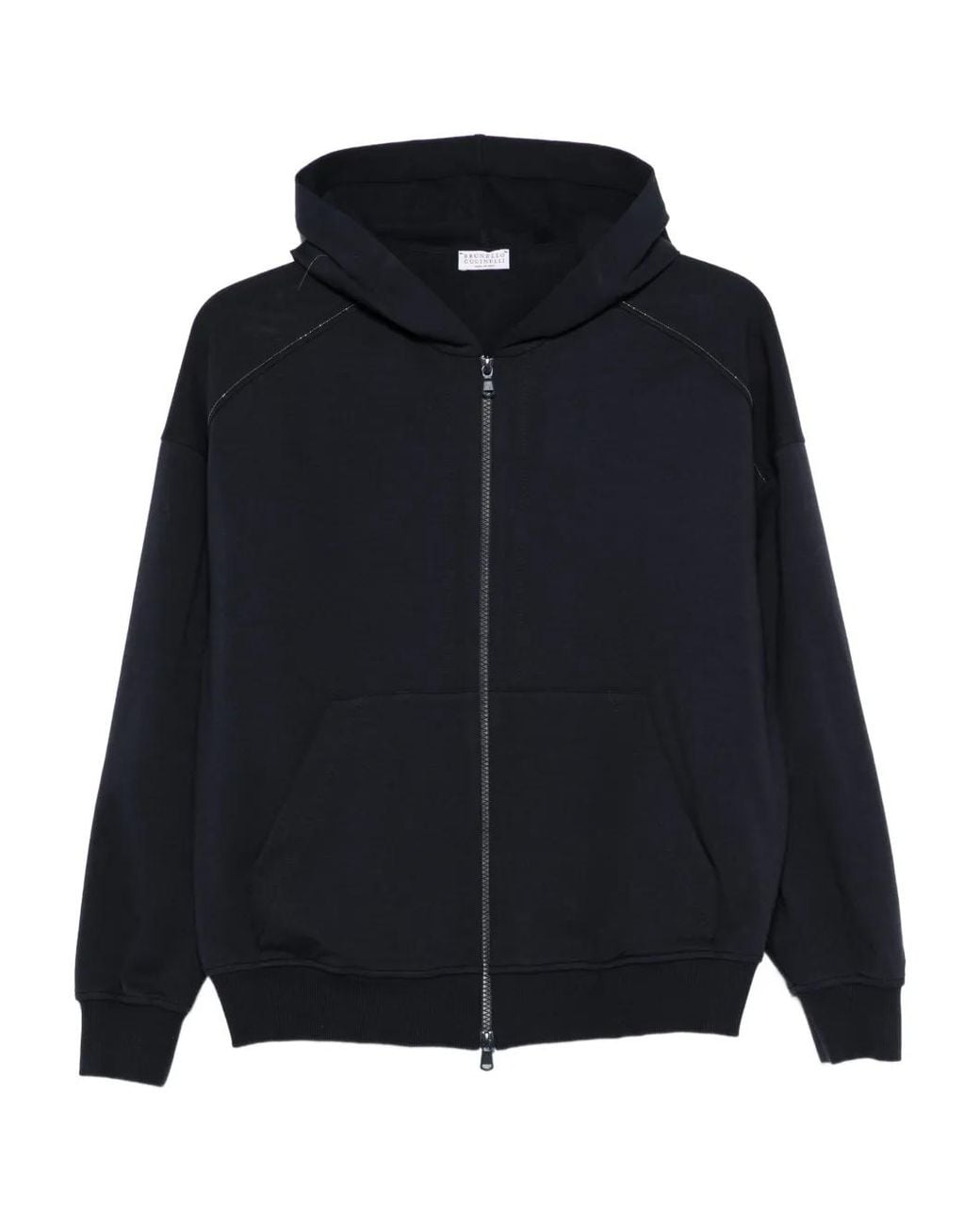 Brunello Cucinelli Black Zip-Up Hoodie