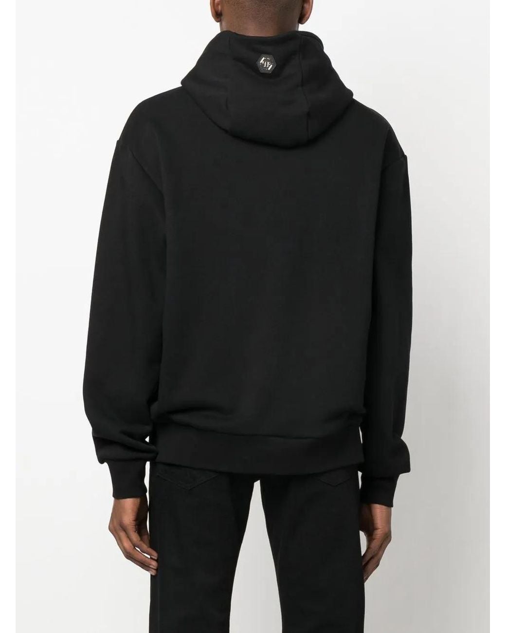 Philipp Plein Black Graphic-Print Pullover Hoodie for men