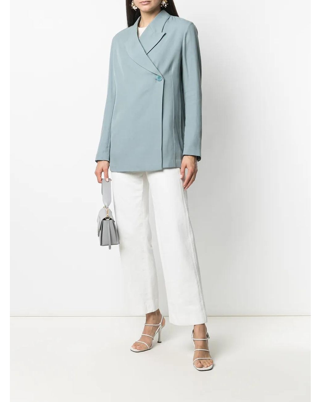Remain Blue Single-Breasted Tailored Blazer