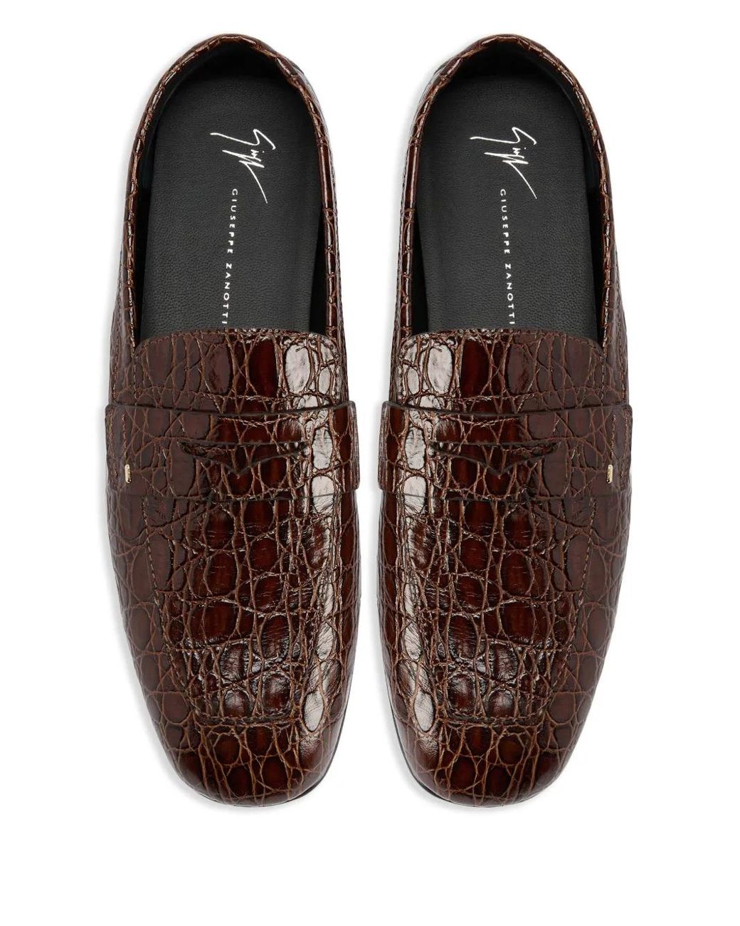 Giuseppe Zanotti Brown Cristophe Crocodile-Embossed Loafers for men