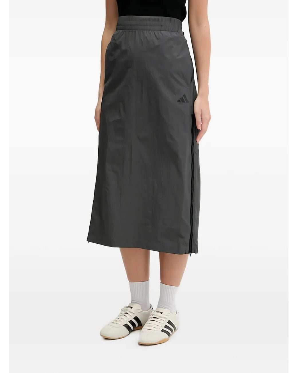 Adidas Black Logo-Embroidery Midi Skirt
