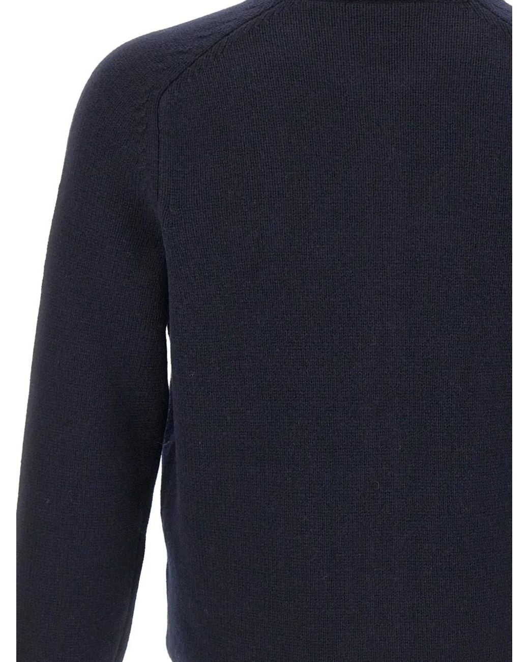 Gran Sasso Blue Super Geelong Zip-Up Ribbed Cardigan for men