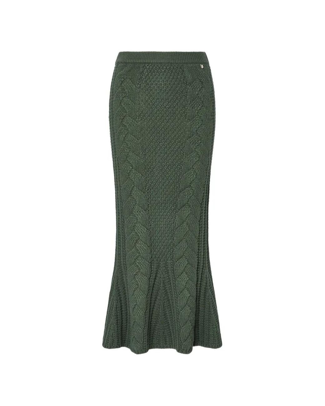 Liu Jo Green Knit Midi Skirt