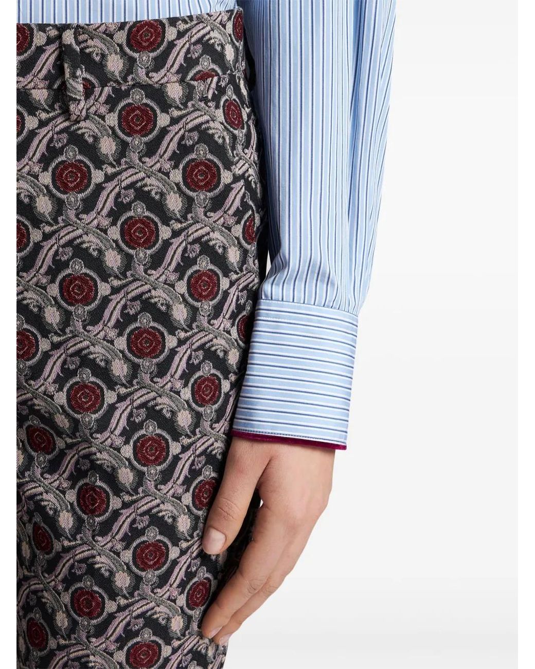 Etro Gray Jacquard Cigarette Trousers