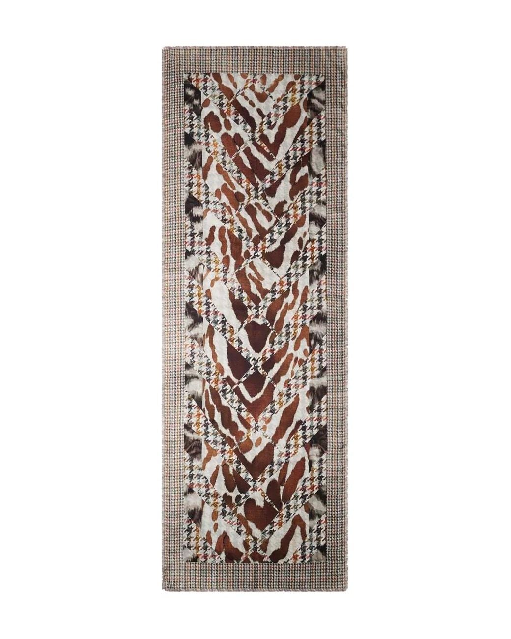 Pierre Louis Mascia Natural Houndstooth-Pattern Scarf