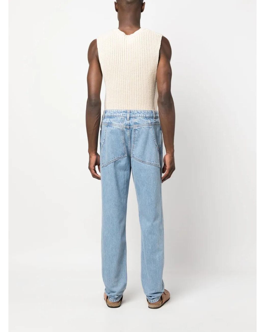 Eckhaus Latta Blue Mid-Rise Straight-Leg Jeans