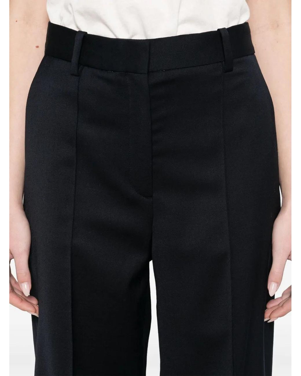 Maje Blue Piped-Trim Tailored Trousers
