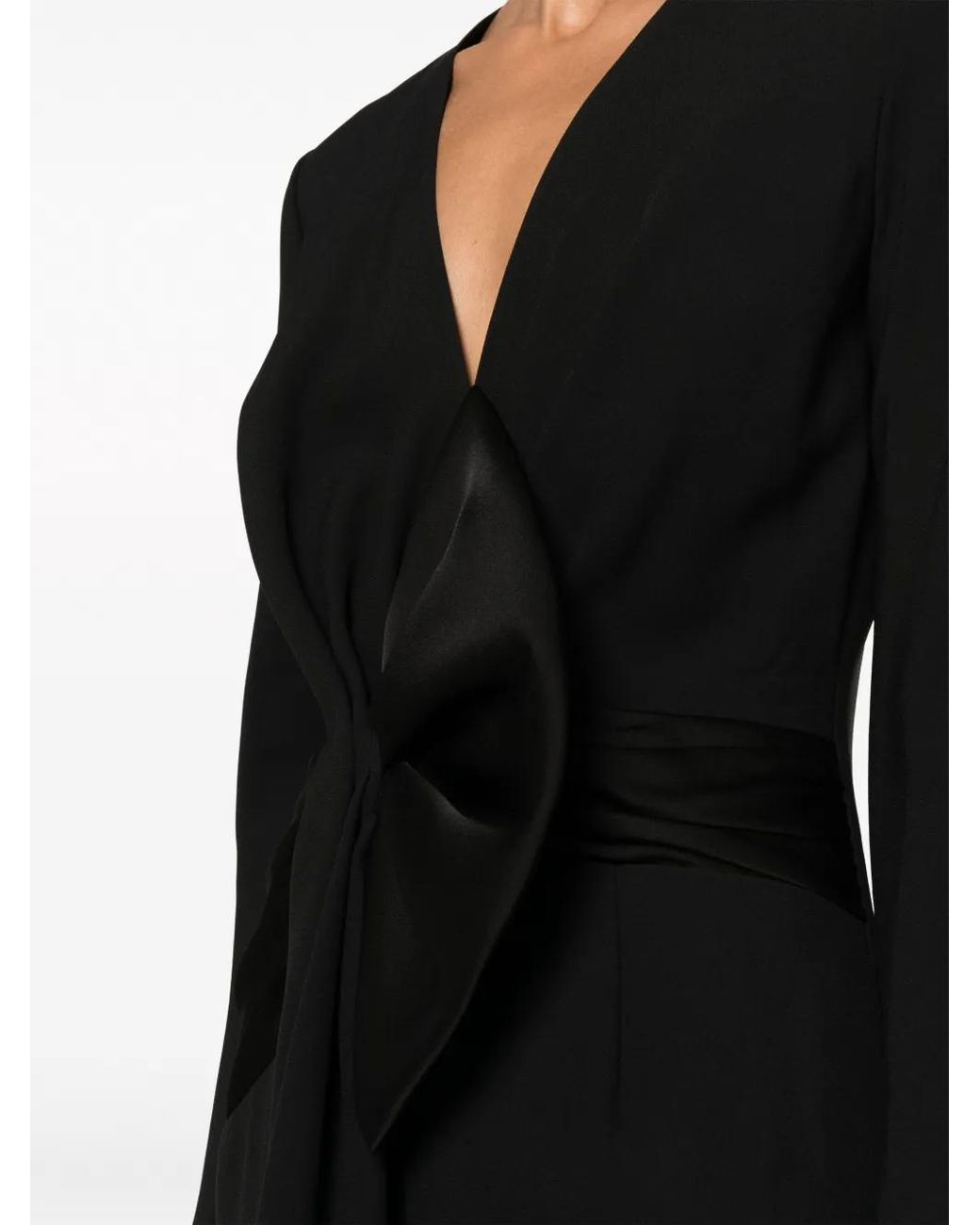 Alberta Ferretti Black Enver Bow-Detail Satin Jumpsuit