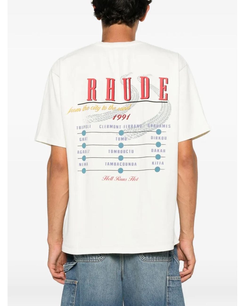 Rhude White The Desert Decides Graphic Tee for men