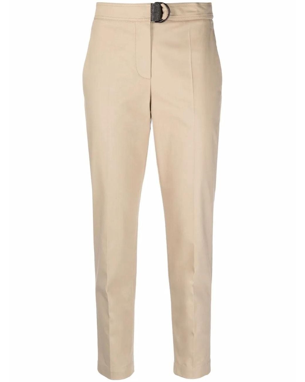 Brunello Cucinelli Natural Cropped Slim-Fit Trousers
