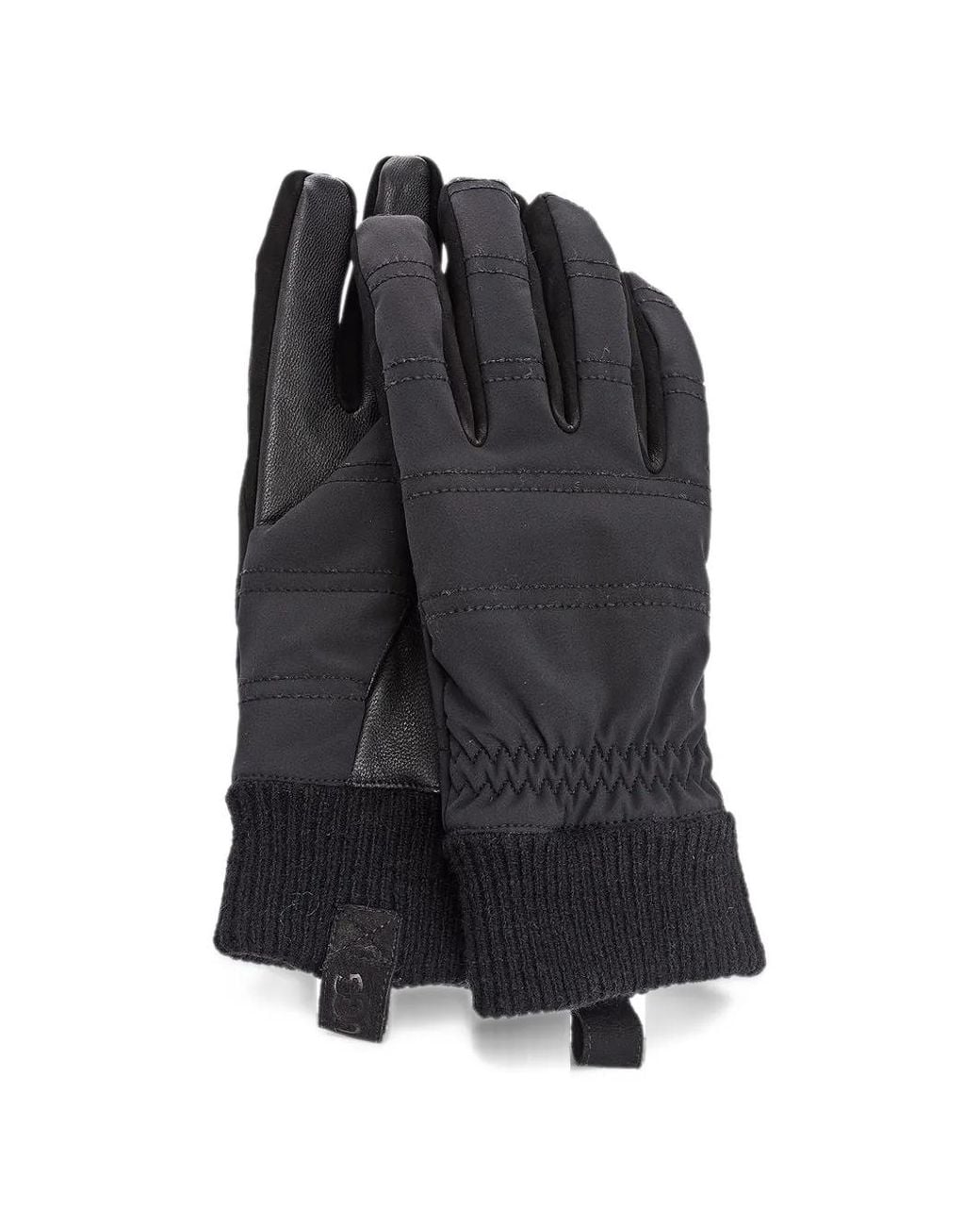 Ugg Black Panelled Ribbed-Cuff Gloves for men