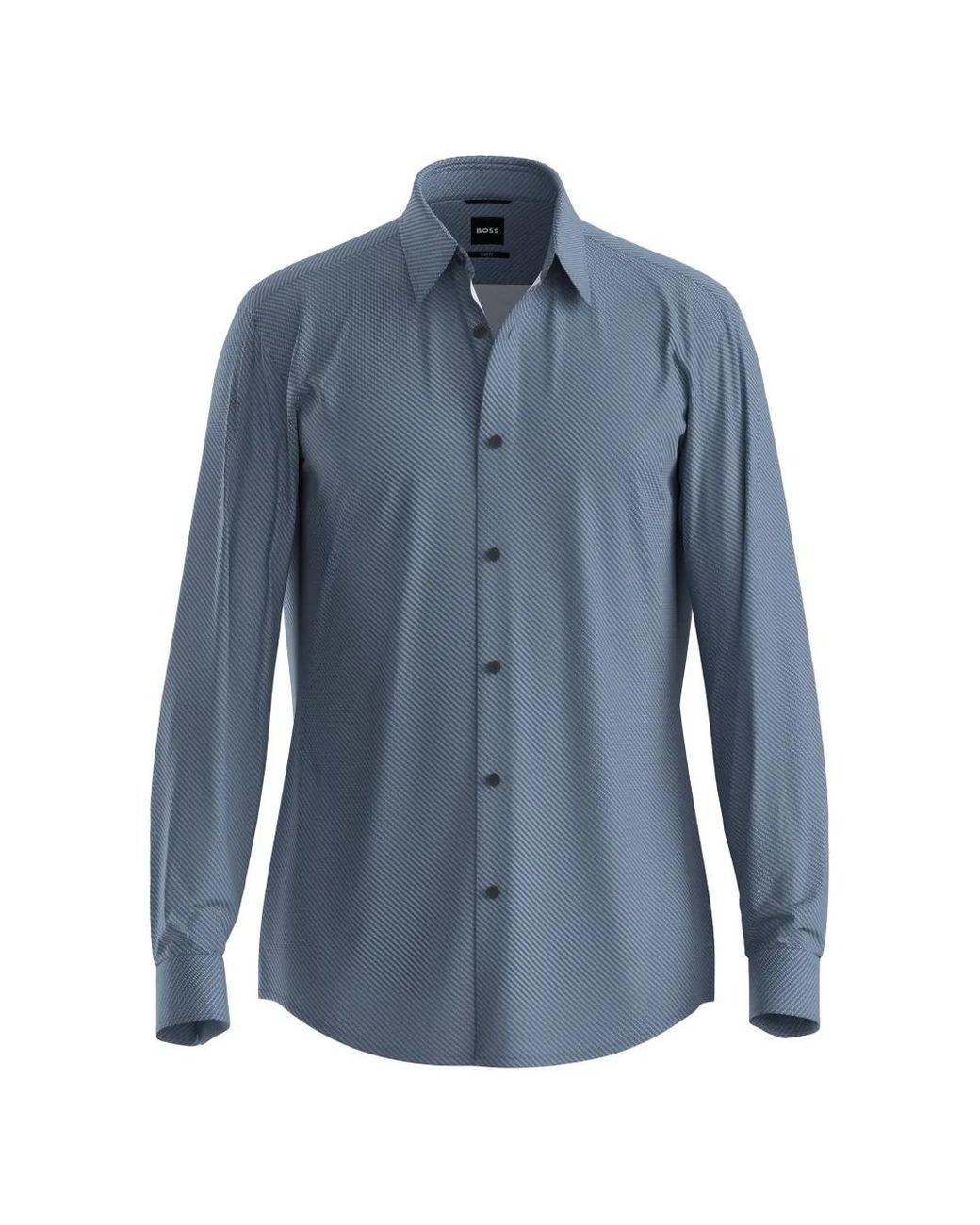 Boss Blue Printed Regular-Fit Shirt for men
