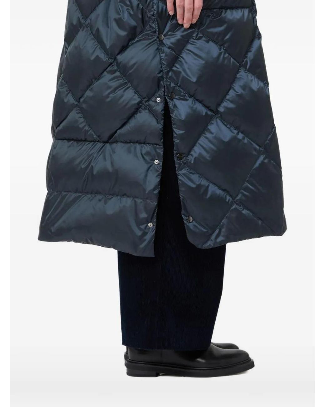 Max Mara Blue Long Puffer Hooded Coat