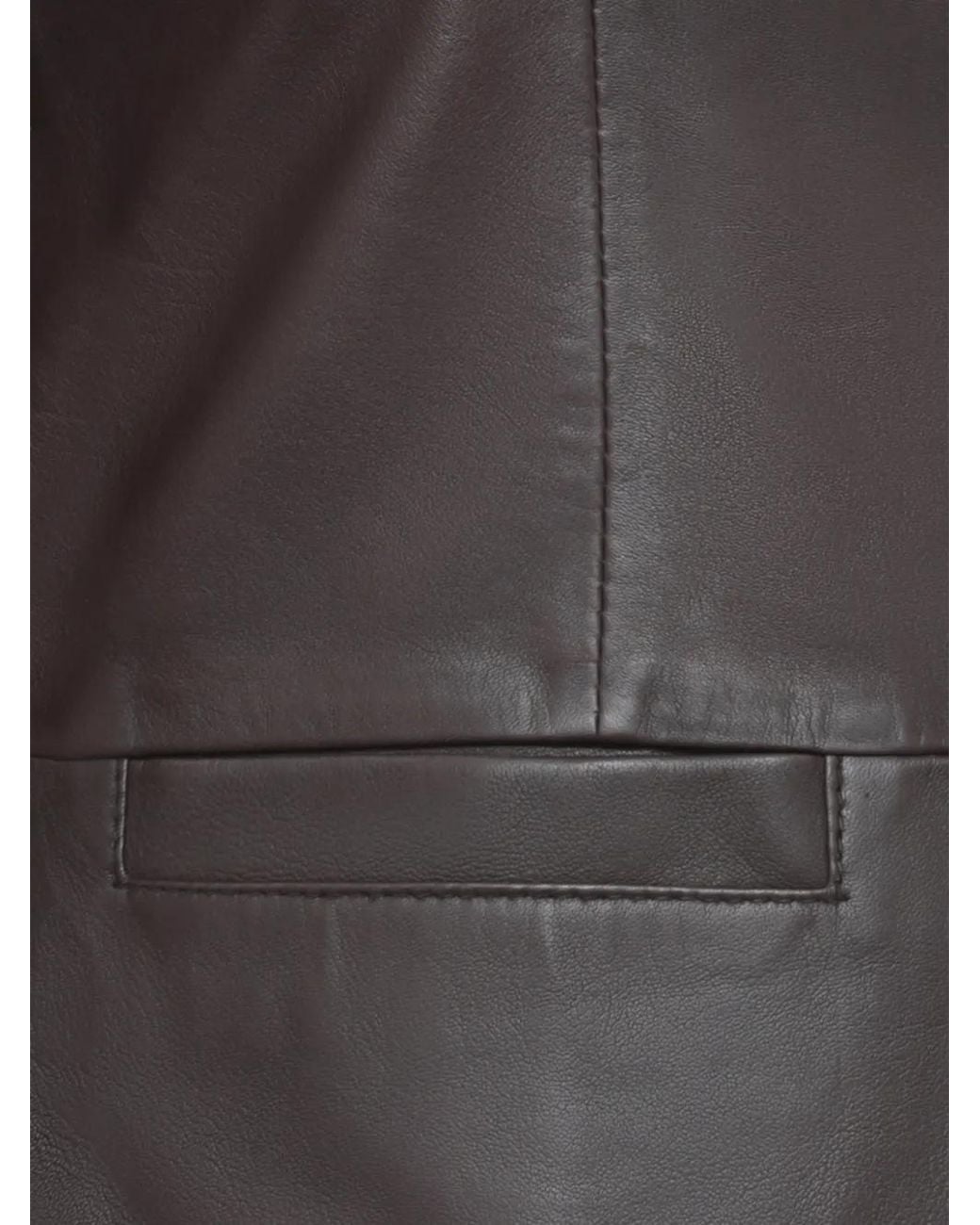 Bully Gray Button-Fastening Leather Jacket