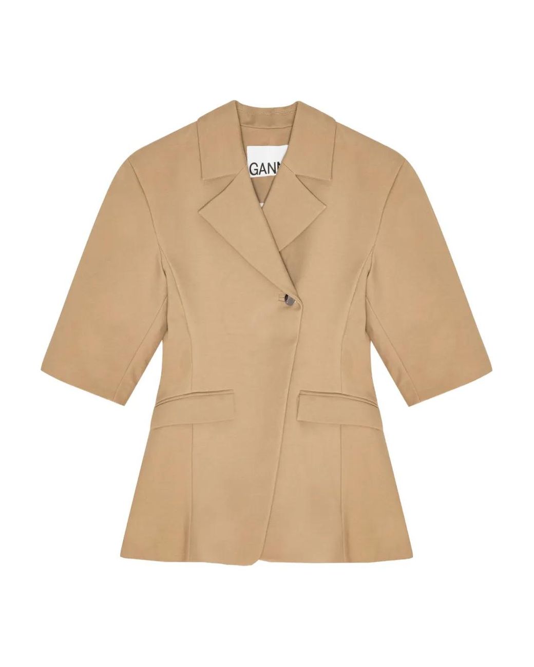 Ganni Natural Short-Sleeved Blazer