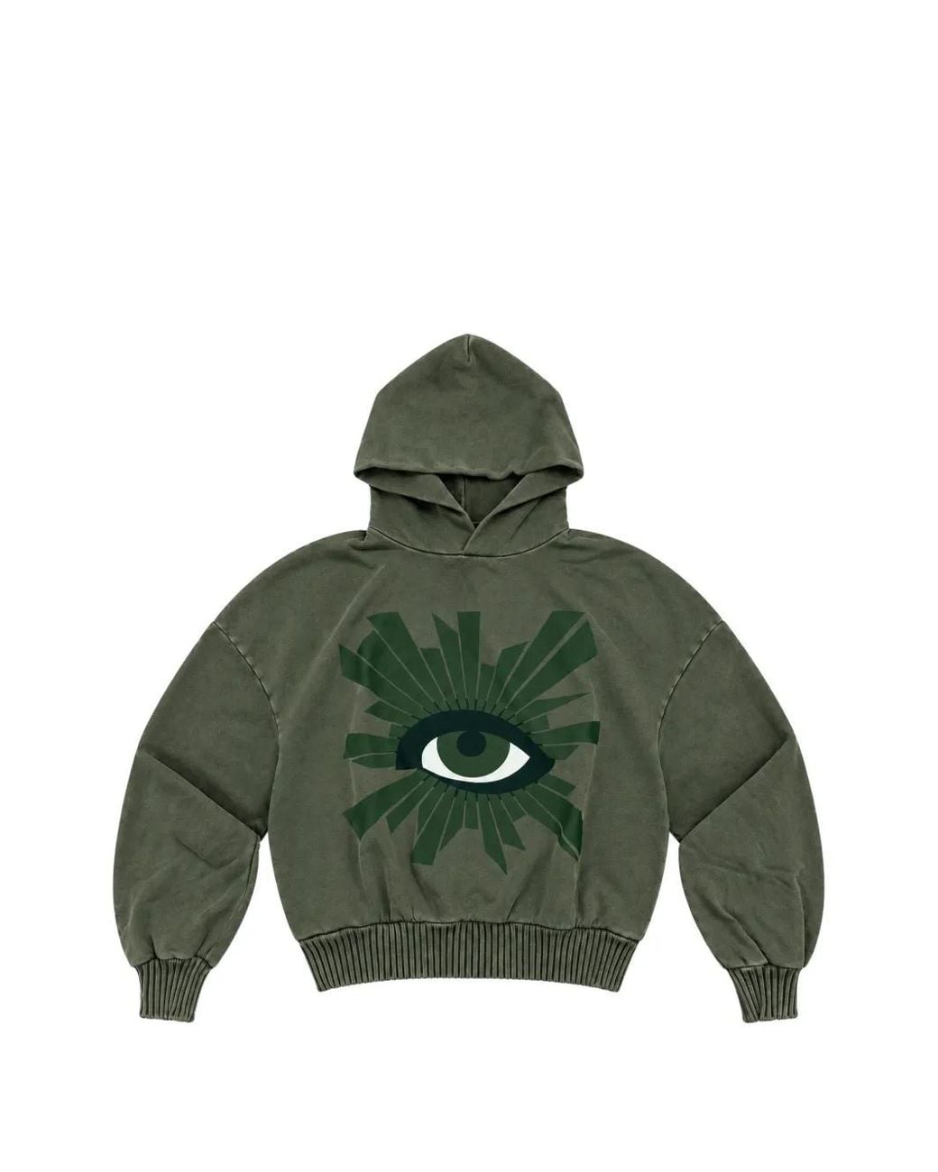 House of Errors Green Eye-Print Drop-Shoulder Hoodie for men