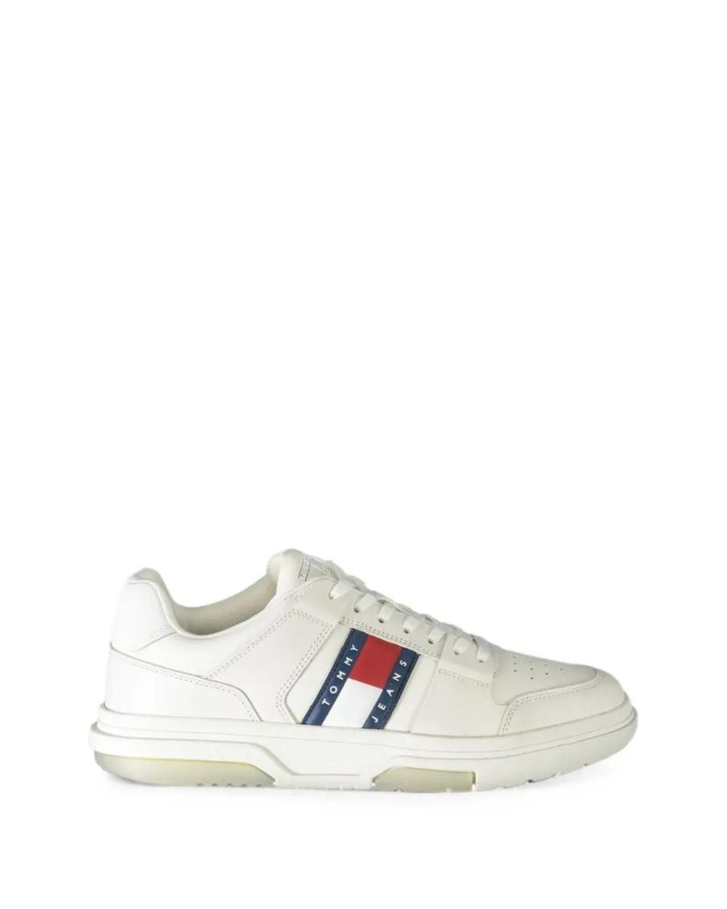 Tommy Hilfiger White Court Logo-Patch Sneakers for men