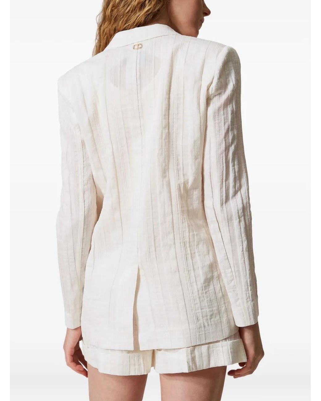 Twinset White Single-Breasted Blazer