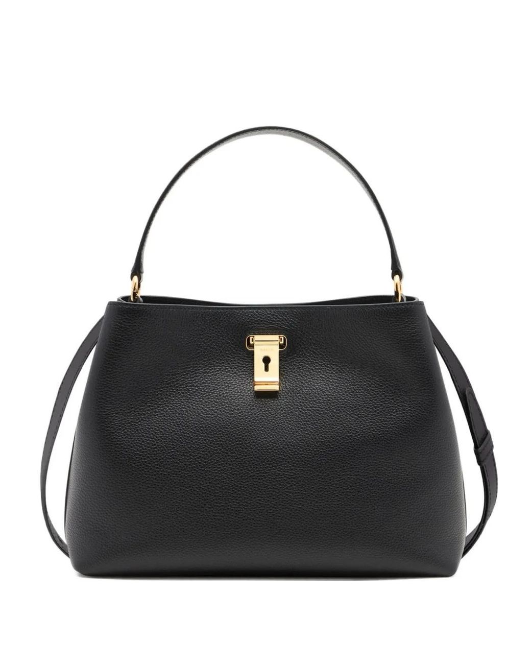 Bally Black Lock Me Grained Shoulder Bag