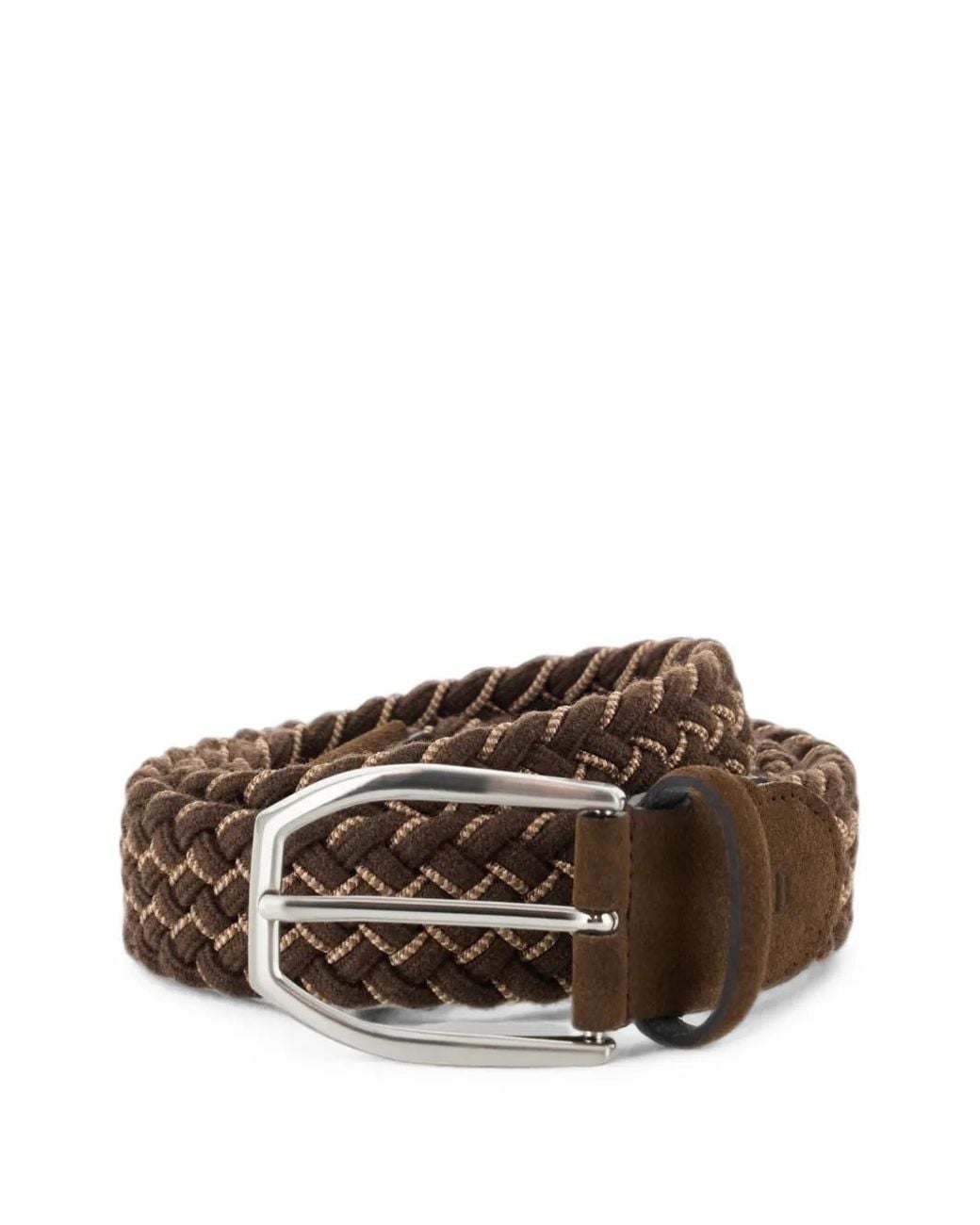 Boggi Brown Woven Stretch Wool Blend Belt for men